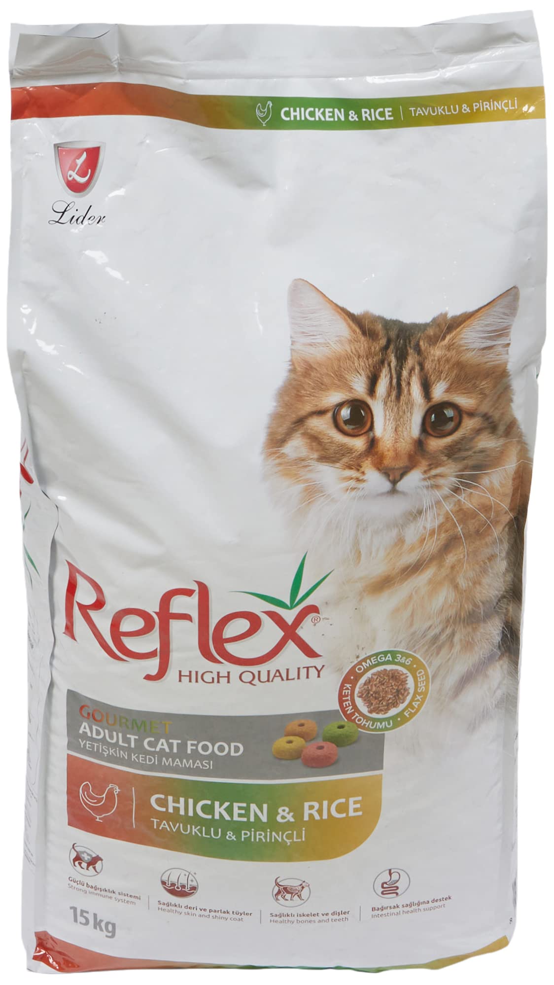 Reflex cat dry food 15 kg (multi colour) chikken &rice.