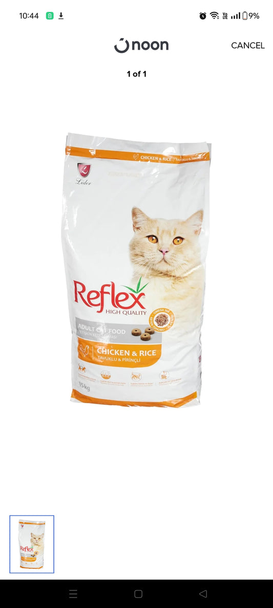 Reflex cat dry food 15 kg (chikken &rice)